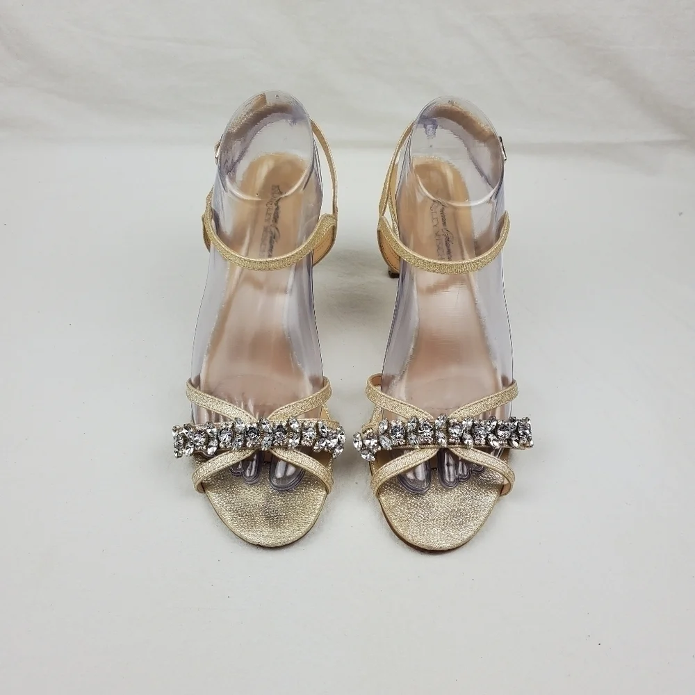 American Glamour Badgley Mischka Embellished Heels Sandals